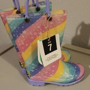 Colorful Rainbow Rain Boots Size 7